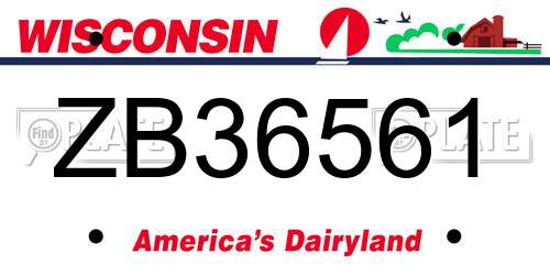 ZB36561 Wisconsin License Plate