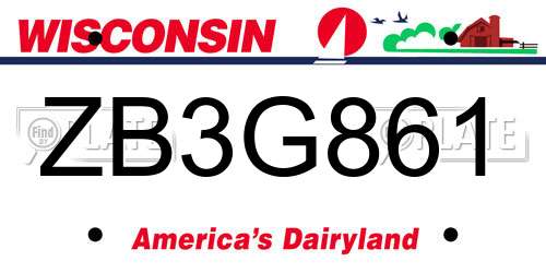 ZB3G861 Wisconsin License Plate