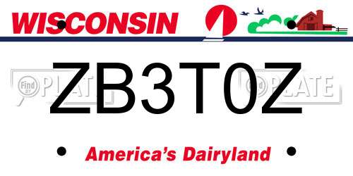 ZB3T0Z Wisconsin License Plate