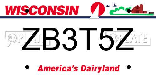 ZB3T5Z Wisconsin License Plate
