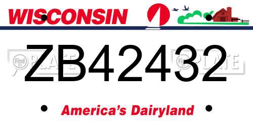ZB42432 Wisconsin License Plate