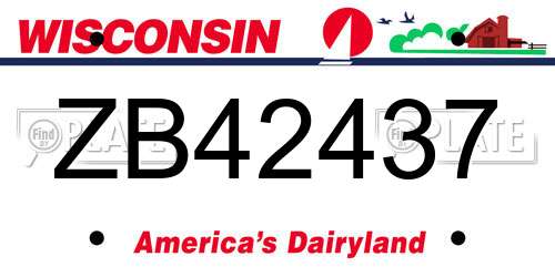 ZB42437 Wisconsin License Plate