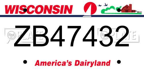 ZB47432 Wisconsin License Plate