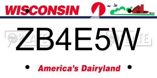 ZB4E5W Wisconsin License Plate