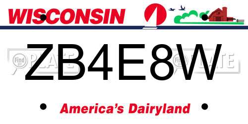 ZB4E8W Wisconsin License Plate