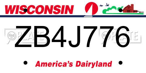ZB4J776 Wisconsin License Plate