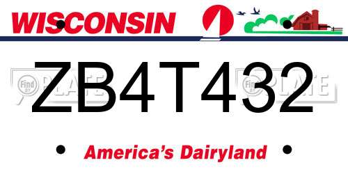 ZB4T432 Wisconsin License Plate