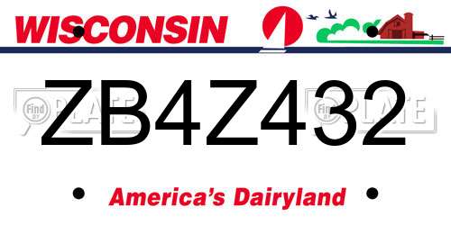 ZB4Z432 Wisconsin License Plate