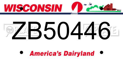 ZB50446 Wisconsin License Plate
