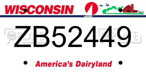 ZB52449 Wisconsin License Plate