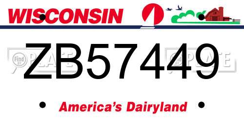 ZB57449 Wisconsin License Plate