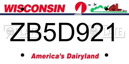ZB5D921 Wisconsin License Plate