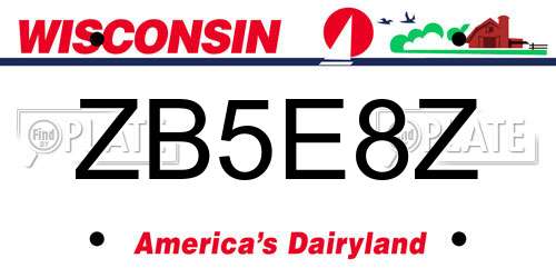ZB5E8Z Wisconsin License Plate