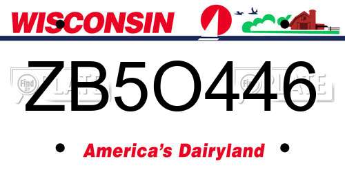 ZB5O446 Wisconsin License Plate