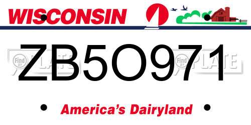ZB5O971 Wisconsin License Plate