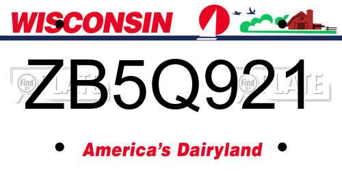 ZB5Q921 Wisconsin License Plate