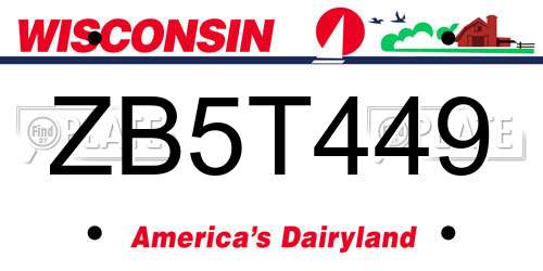 ZB5T449 Wisconsin License Plate