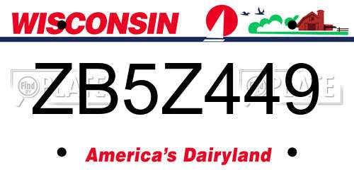 ZB5Z449 Wisconsin License Plate