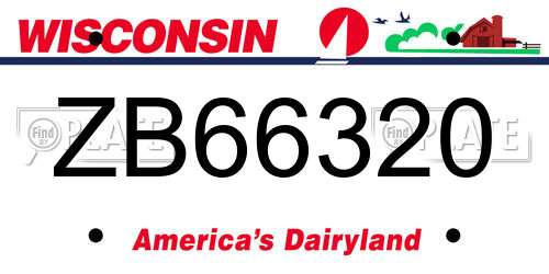 ZB66320 Wisconsin License Plate
