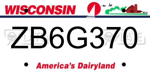 ZB6G370 Wisconsin License Plate