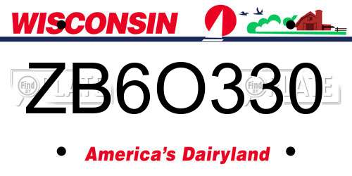 ZB6O330 Wisconsin License Plate