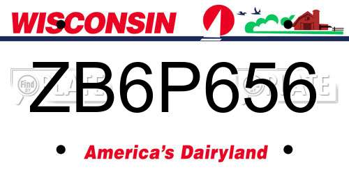 ZB6P656 Wisconsin License Plate