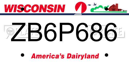 ZB6P686 Wisconsin License Plate