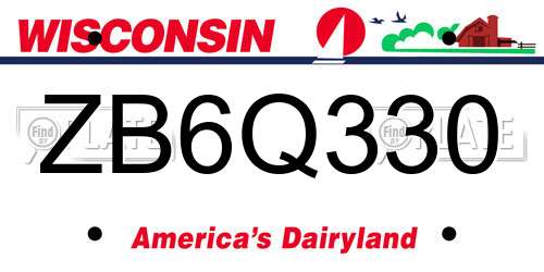 ZB6Q330 Wisconsin License Plate