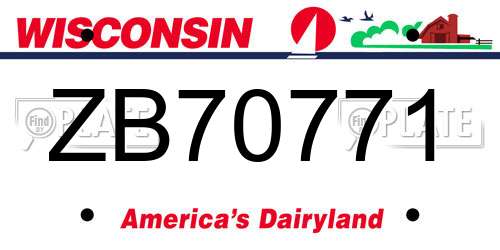 ZB70771 Wisconsin License Plate