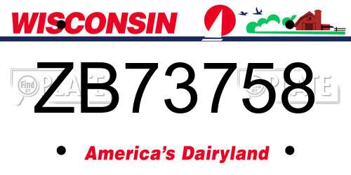 ZB73758 Wisconsin License Plate