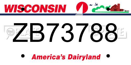 ZB73788 Wisconsin License Plate