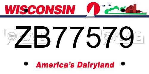 ZB77579 Wisconsin License Plate