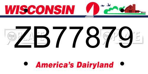 ZB77879 Wisconsin License Plate