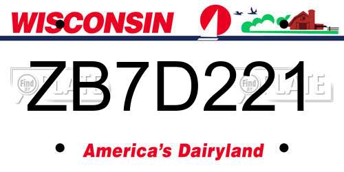 ZB7D221 Wisconsin License Plate