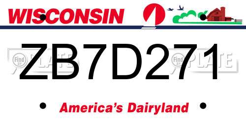 ZB7D271 Wisconsin License Plate