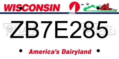 ZB7E285 Wisconsin License Plate