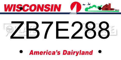 ZB7E288 Wisconsin License Plate