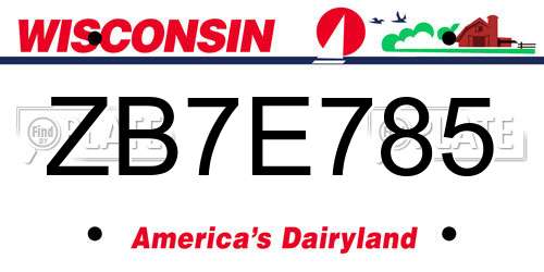 ZB7E785 Wisconsin License Plate