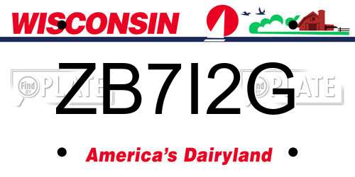 ZB7I2G Wisconsin License Plate
