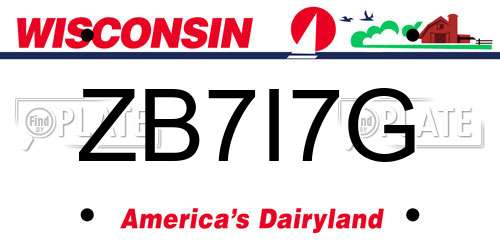 ZB7I7G Wisconsin License Plate