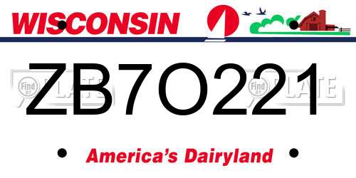 ZB7O221 Wisconsin License Plate