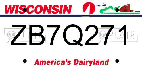 ZB7Q271 Wisconsin License Plate