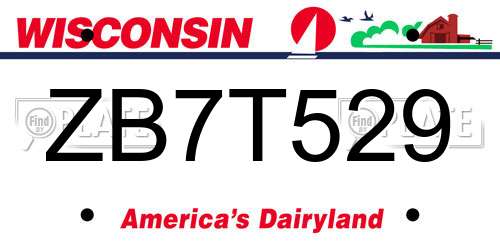 ZB7T529 Wisconsin License Plate