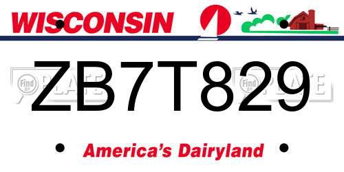 ZB7T829 Wisconsin License Plate