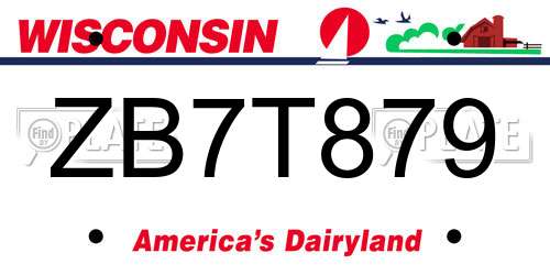 ZB7T879 Wisconsin License Plate