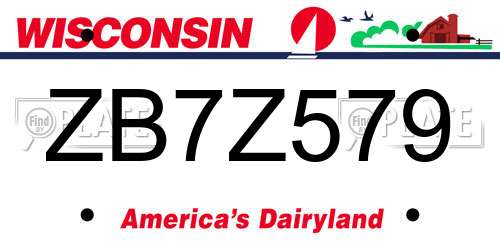 ZB7Z579 Wisconsin License Plate
