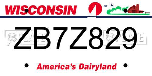 ZB7Z829 Wisconsin License Plate