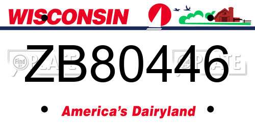 ZB80446 Wisconsin License Plate
