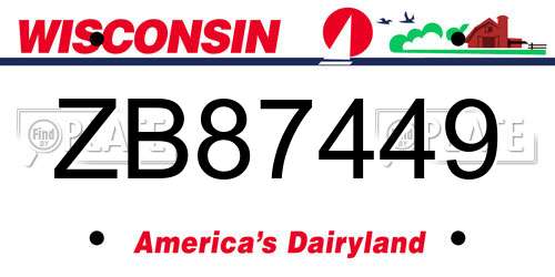 ZB87449 Wisconsin License Plate