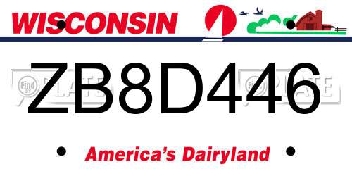 ZB8D446 Wisconsin License Plate